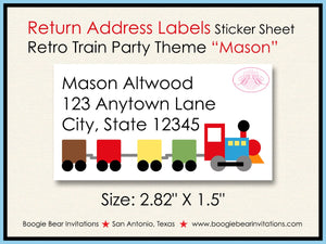 Train Birthday Party Invitation Blocks Choo Choo Boy Girl Railroad Tracks Boogie Bear Invitations Mason Theme Paperless Printable Printed