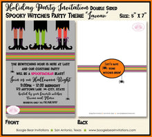 Load image into Gallery viewer, Halloween Witches Party Invitation Witch Costume Spooky Spider Orange Black Boogie Bear Invitations Laveau Theme Paperless Printable Printed