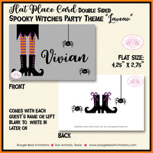 Load image into Gallery viewer, Halloween Witches Party Favor Card Tent Place Food Folded Appetizer Tag Sign Spooky Black Spider Witch Boogie Bear Invitations Laveau Theme