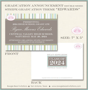 Stripe Graduation Announcement Modern High School College 2022 2023 2024 2025 Boogie Bear Invitations Edwards Paperless Printable Printed