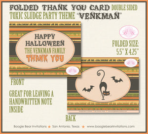 Toxic Sludge Party Thank You Card Note Gift Halloween Spooky Slime Sewer Haunted Black Bat Cat Boogie Bear Invitations Venkman Theme Printed