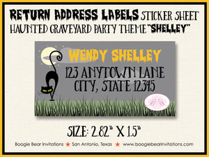 Haunted Graveyard Birthday Party Invitation Halloween Cemetery Bat Spider Boogie Bear Invitations Shelley Theme Paperless Printable Printed