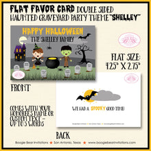 Load image into Gallery viewer, Haunted Graveyard Party Favor Card Tent Place Food Appetizer Tag Sign Halloween Cemetery House Costume Boogie Bear Invitations Shelley Theme