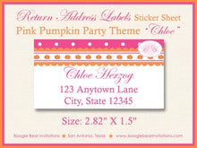 Load image into Gallery viewer, Pink Pumpkin Birthday Party Invitation Girl Orange Dot Ribbon 1st 2nd 3rd Boogie Bear Invitations Chloe Theme Paperless Printable Printed