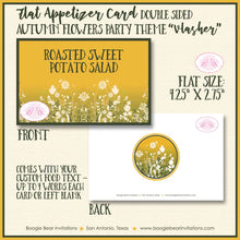 Load image into Gallery viewer, Autumn Flowers Party Favor Card Tent Appetizer Place Food Dinner Fall Garden Harvest Thanksgiving Boogie Bear Invitations Vlasher Theme