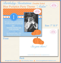 Load image into Gallery viewer, Little Blue Pumpkin Party Invitation Birthday Photo Fall Boy Farm Barn Ranch Boogie Bear Invitations Aiden Theme Paperless Printable Printed