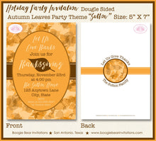 Load image into Gallery viewer, Autumn Leaves Thanksgiving Party Invitation Dinner Formal Fall Brown Orange Boogie Bear Invitations Sutton Theme Paperless Printable Printed