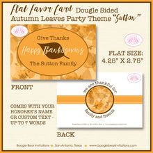 Load image into Gallery viewer, Autumn Leaves Party Favor Card Tent Appetizer Place Food Thanksgiving Dinner Formal Fall Brown Orange Boogie Bear Invitations Sutton Theme