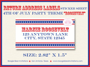 4th of July Party Invitations Fireworks Potluck Fireworks Red White Blue Boogie Bear Invitations Roosevelt Theme Paperless Printable Printed