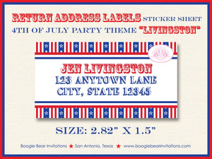 Stars Stripes 4th of July Party Invitation Flag Independence Day USA Boogie Bear Invitations Livingston Theme Paperless Printable Printed