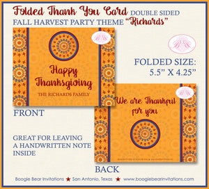 Thanksgiving Dinner Thank You Cards Flat Folded Note Medallion Stone Harvest Gold Fall Autumn Boogie Bear Invitations Richards Theme Printed