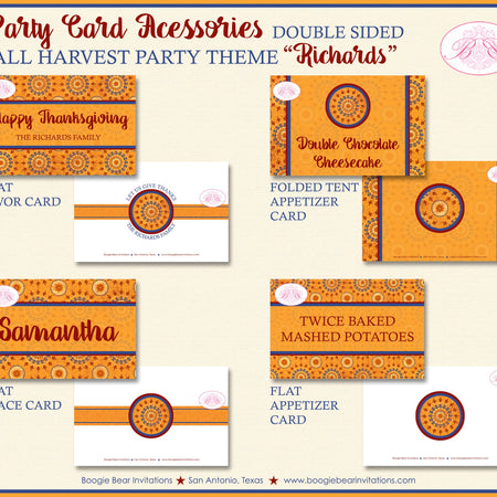 Thanksgiving Dinner Party Favor Card Tent Appetizer Place Food Medallion Stone Harvest Gold Fall Star Boogie Bear Invitations Richards Theme