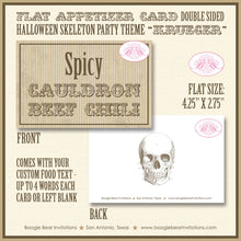 Load image into Gallery viewer, Halloween Skeleton Party Favor Card Tent Appetizer Place Food Tag Sign Label Vintage Old Skull Boogie Bear Invitations Krueger Theme Printed