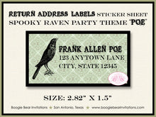 Load image into Gallery viewer, Spooky Raven Halloween Party Invitation Haunted House Skull Black Bird Crow Boogie Bear Invitations Poe Theme Paperless Printable Printed