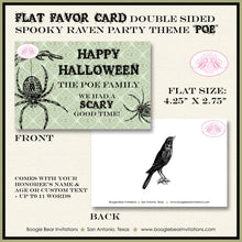 Load image into Gallery viewer, Raven Halloween Party Favor Card Tent Appetizer Place Food Haunted Skull Black Spooky Crow Spider Boogie Bear Invitations Poe Theme Printed