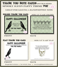 Load image into Gallery viewer, Spooky Raven Party Thank You Card Note Halloween Haunted House Rustic Skull Black Bird Crow Boogie Bear Invitations Poe Theme Printed