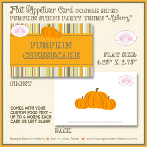 Halloween Pumpkin Party Favor Card Tent Appetizer Place Food Tag Fall Harvest Patch Rustic Farm Stripe Boogie Bear Invitations Maberry Theme