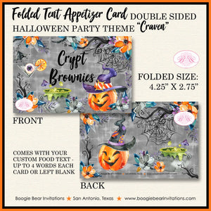 Halloween Witch Party Favor Card Tent Appetizer Place Food Tag Pumpkin Cocktail Spiderweb Orange Black Boogie Bear Invitations Craven Theme