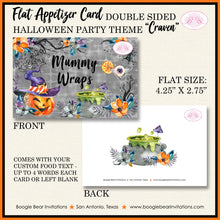 Load image into Gallery viewer, Halloween Witch Party Favor Card Tent Appetizer Place Food Tag Pumpkin Cocktail Spiderweb Orange Black Boogie Bear Invitations Craven Theme
