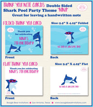 Load image into Gallery viewer, Shark Pool Birthday Party Thank You Card Pink Girl Swimming Ocean Beach Fish Swim Wave Splash Boogie Bear Invitations Nina Theme Printed