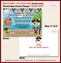 Load image into Gallery viewer, Pirate Boy Birthday Party Invitation Ship Boat Swimming Swim Ocean Beach Boogie Bear Invitations Steven Theme Paperless Printable Printed