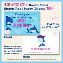 Load image into Gallery viewer, Shark Pool Birthday Party Favor Card Tent Place Appetizer Food Sign Pink Girl Swimming Ocean Beach Splash Boogie Bear Invitations Nina Theme
