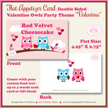 Load image into Gallery viewer, Valentine Owls Birthday Party Favor Card Tent Place Sign Appetizer Girl Boy Heart Love Bird Boogie Bear Invitations Valentina Theme Printed