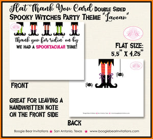 Halloween Witches Party Thank You Card Note Gift Haunted Spooky Orange Black Spider Witch Boots Boogie Bear Invitations Laveau Theme Printed