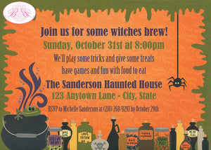 Halloween Potions Party Invitation Spider Witches Brew Spooky Cauldron Boogie Bear Invitations Sanderson Theme Paperless Printable Printed
