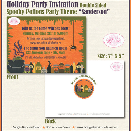 Halloween Potions Party Invitation Spider Witches Brew Spooky Cauldron Boogie Bear Invitations Sanderson Theme Paperless Printable Printed