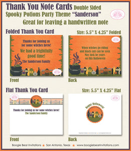 Halloween Potions Party Thank You Card Note Gift Spider Witches Brew Spooky Cauldron Boogie Bear Invitations Sanderson Theme Printed
