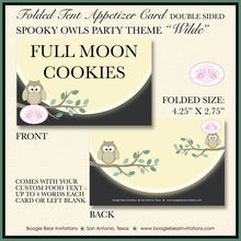 Load image into Gallery viewer, Halloween Owls Party Favor Card Folded Flat Tent Appetizer Sign Place Food Tag Autumn Spooky Full Moon Boogie Bear Invitations Wilde Theme