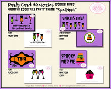 Load image into Gallery viewer, Haunted Cocktails Party Favor Card Tent Appetizer Place Drink Food Tag Sign Halloween Spider Spooky Boogie Bear Invitations Spellman Theme