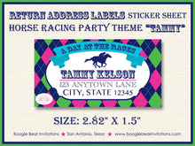 Load image into Gallery viewer, Horse Racing Birthday Party Invitation Pink Green Girl Kentucky Derby Track Boogie Bear Invitations Tammy Theme Paperless Printable Printed