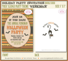 Load image into Gallery viewer, Toxic Sludge Halloween Party Invitation Spooky Slime Sewer Black Bat Cat Boogie Bear Invitations Venkman Theme Paperless Printable Printed