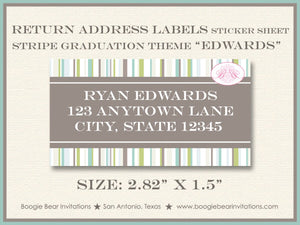 Stripe Graduation Announcement Modern High School College 2022 2023 2024 2025 Boogie Bear Invitations Edwards Paperless Printable Printed
