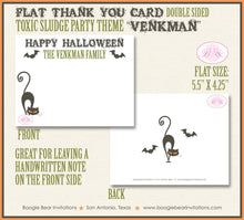 Load image into Gallery viewer, Toxic Sludge Party Thank You Card Note Gift Halloween Spooky Slime Sewer Haunted Black Bat Cat Boogie Bear Invitations Venkman Theme Printed