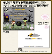 Load image into Gallery viewer, Haunted Graveyard Birthday Party Invitation Halloween Cemetery Bat Spider Boogie Bear Invitations Shelley Theme Paperless Printable Printed