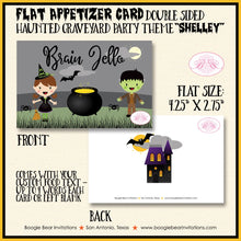 Load image into Gallery viewer, Haunted Graveyard Party Favor Card Tent Place Food Appetizer Tag Sign Halloween Cemetery House Costume Boogie Bear Invitations Shelley Theme