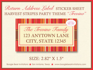 Harvest Stripes Thanksgiving Party Invitation Autumn Leaf Fall Red Brown Boogie Bear Invitations Trevino Theme Paperless Printable Printed