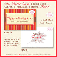 Load image into Gallery viewer, Harvest Stripes Thanksgiving Party Favor Card Tent Appetizer Place Food Dinner Autumn Leaf Fall Red Boogie Bear Invitations Trevino Theme