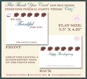 Pinecone Thanksgiving Party Thank You Card Flat Folded Note Dinner Formal Celebrate Brown Teal Boogie Bear Invitations Ortiz Theme Printed