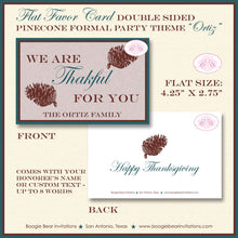 Load image into Gallery viewer, Pinecone Thanksgiving Party Favor Card Tent Appetizer Place Food Fall Dinner Formal Celebrate Brown Teal Boogie Bear Invitations Ortiz Theme