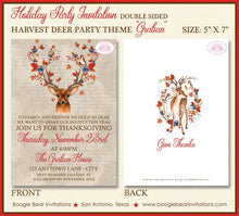 Load image into Gallery viewer, Thanksgiving Harvest Deer Party Invitation Autumn Fall Woodland Animals Boogie Bear Invitations Gratian Theme Paperless Printable Printed