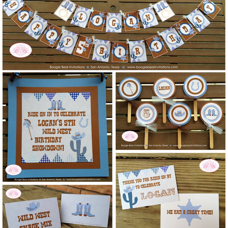 Western Cowboy Birthday Party Package Horse Boots Boy Hat Wild West Country Horse Wild West Boots Boy Boogie Bear Invitations Logan Theme