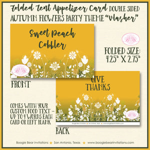 Autumn Flowers Party Favor Card Tent Appetizer Place Food Dinner Fall Garden Harvest Thanksgiving Boogie Bear Invitations Vlasher Theme