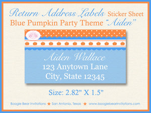 Little Blue Pumpkin Party Invitation Birthday Photo Fall Boy Farm Barn Ranch Boogie Bear Invitations Aiden Theme Paperless Printable Printed