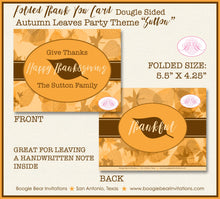 Load image into Gallery viewer, Autumn Leaves Thank You Cards Flat Folded Note Thanksgiving Dinner Formal Fall Brown Orange 1st Boogie Bear Invitations Sutton Theme Printed