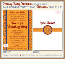 Load image into Gallery viewer, Thanksgiving Dinner Party Invitation Medallion Gold Harvest Fall Autumn Boogie Bear Invitations Richards Theme Paperless Printable Printed