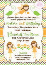 Load image into Gallery viewer, Fall Fairy Pumpkin Birthday Party Invitation Princess Girl Garden Fairies Boogie Bear Invitations Paperless Printable Printed Amber Theme